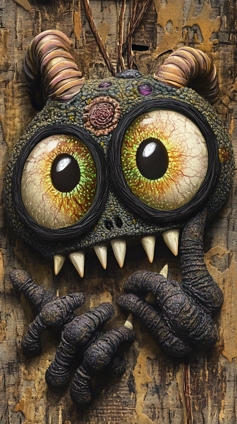 Surreal Halloween Humanoid Creature With Glowing Frosted Eyes