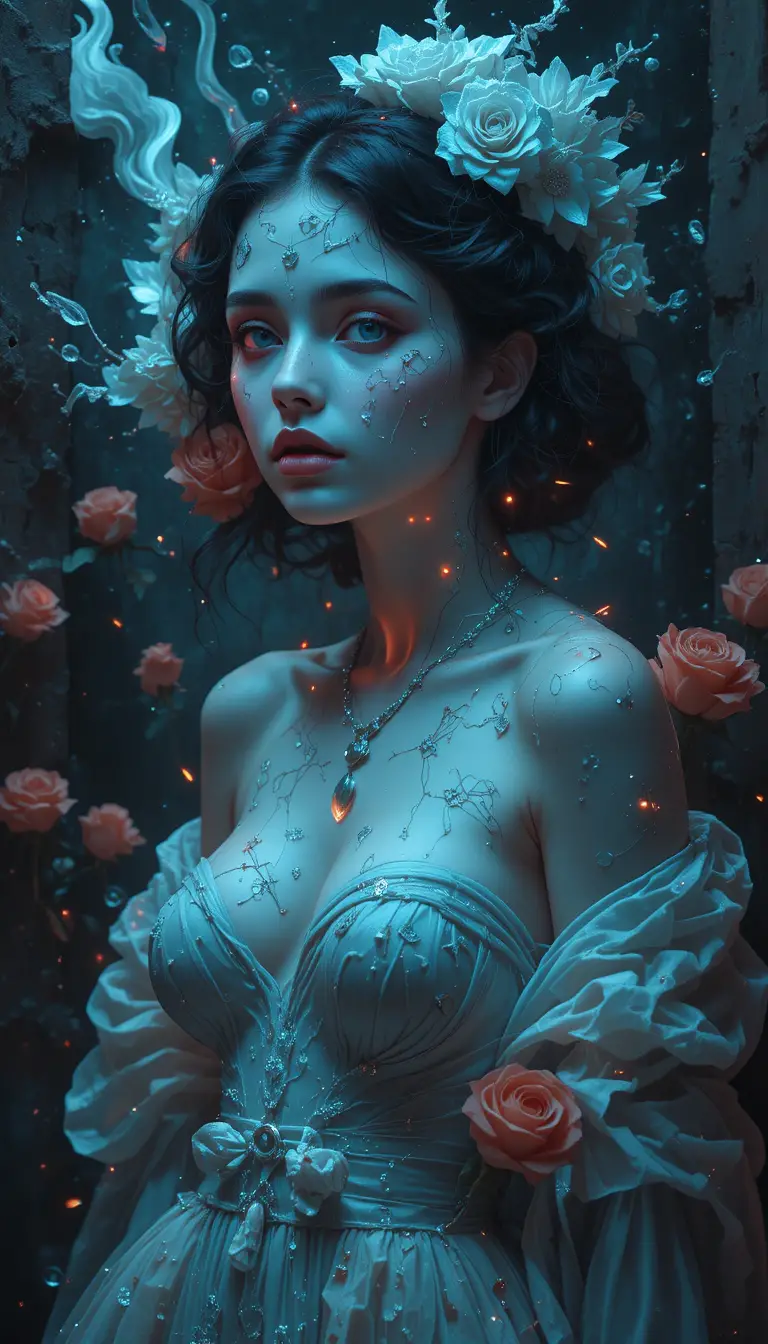 Surreal digital oil painting of the birth of Venus
