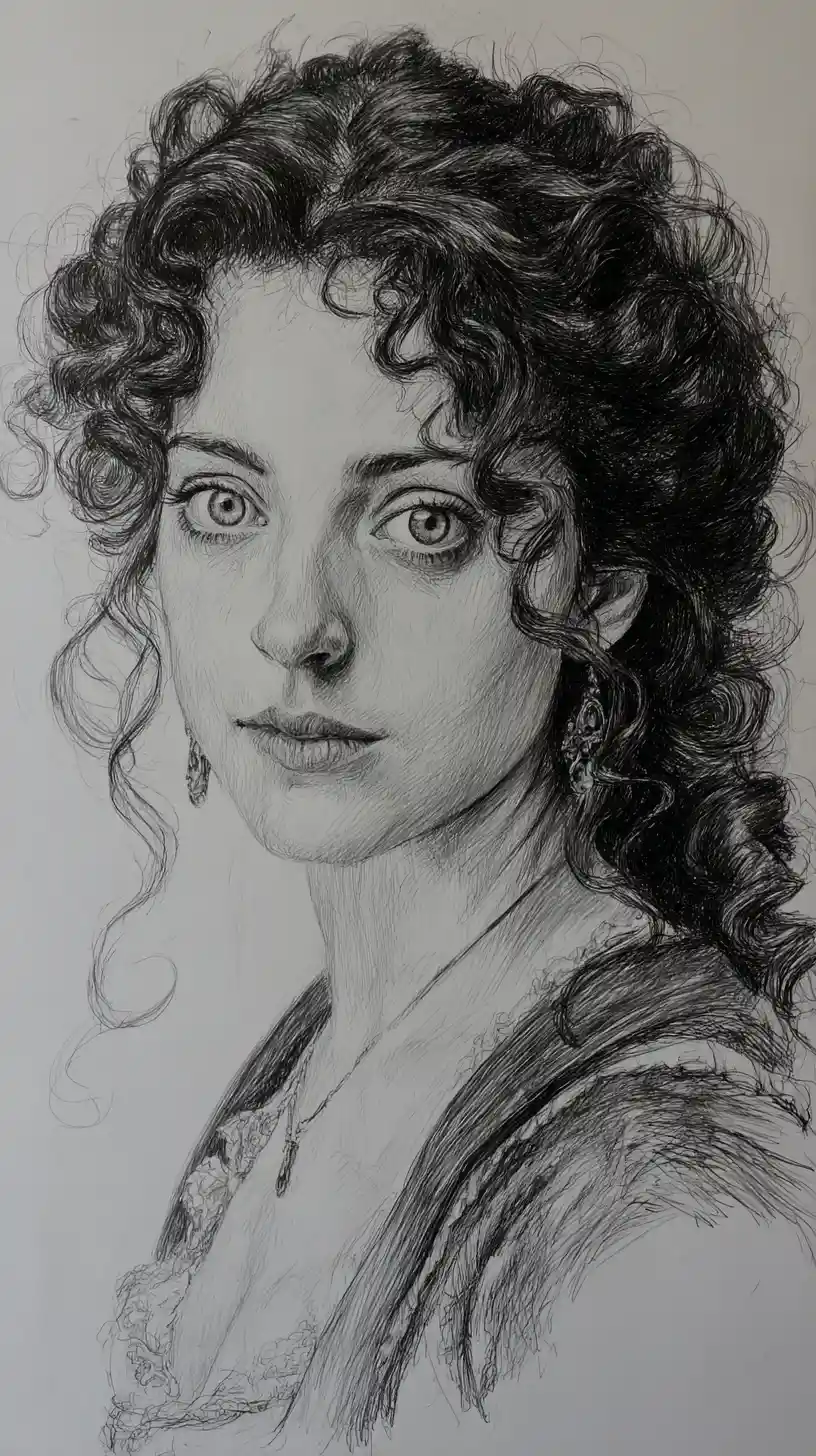 Portrait drawing of a woman named Georgianna with character