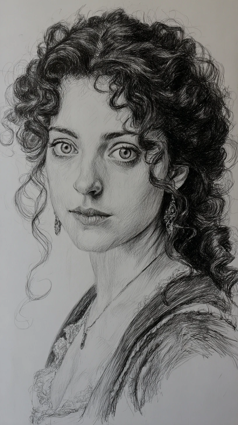 Portrait drawing of a woman named Georgianna with character