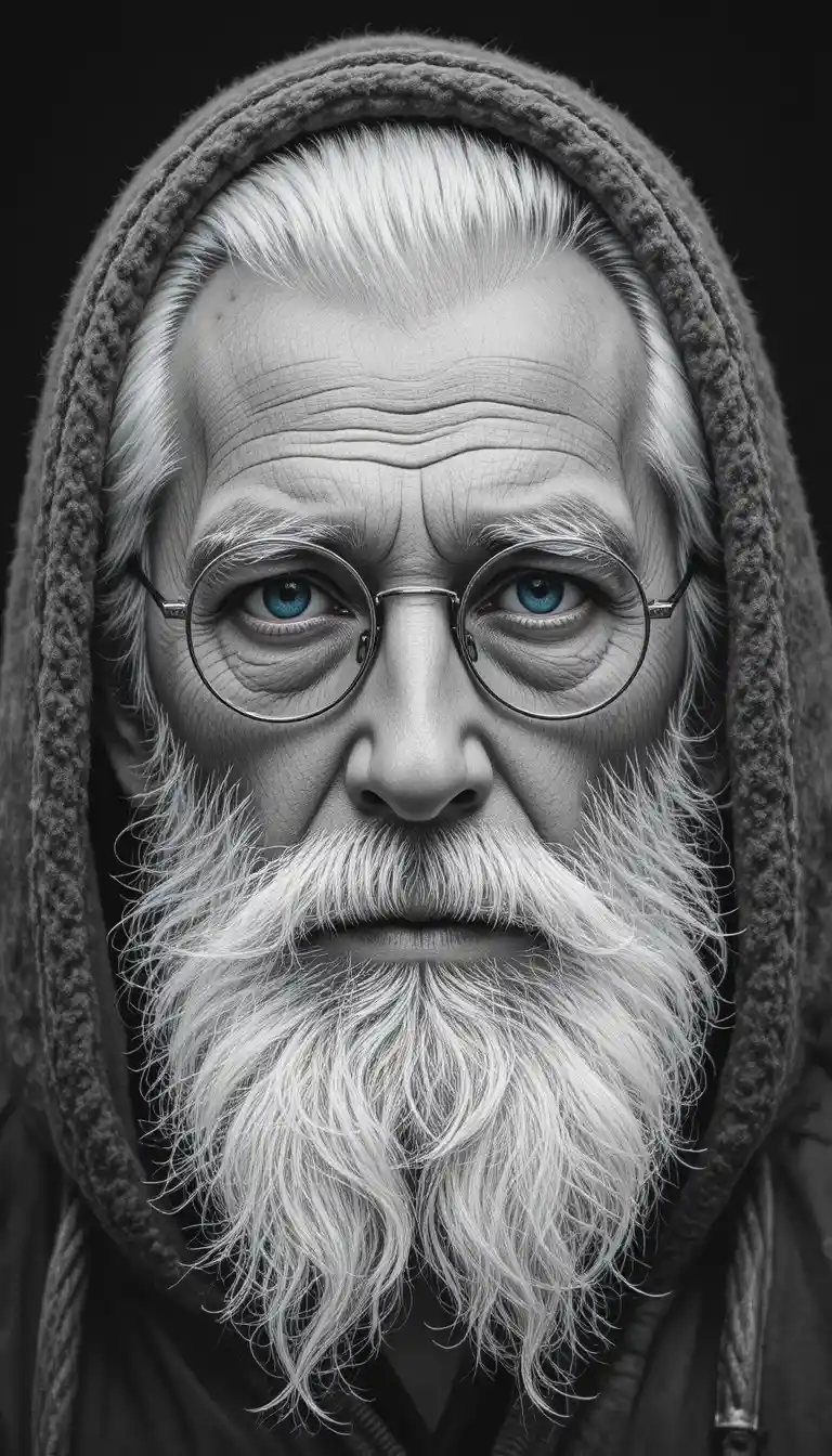Portrait en gros plan d’un vieil homme à la barbe blanche