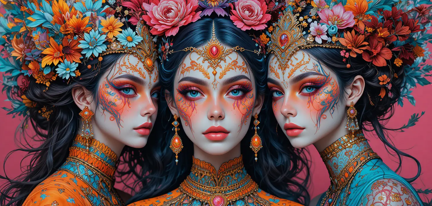 Colorful graphic artist portrait in a fantastical style