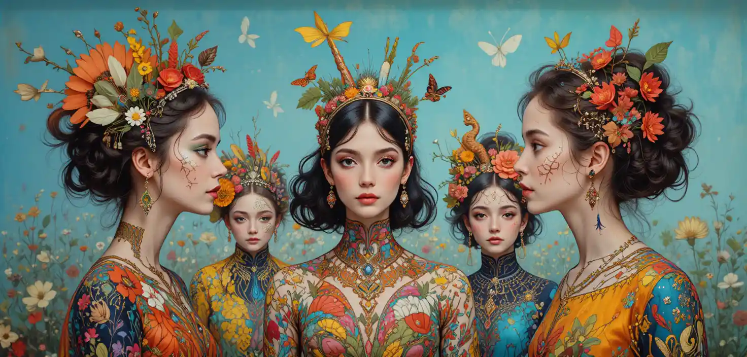 Colorful retro 80s graphic portrait in playful style