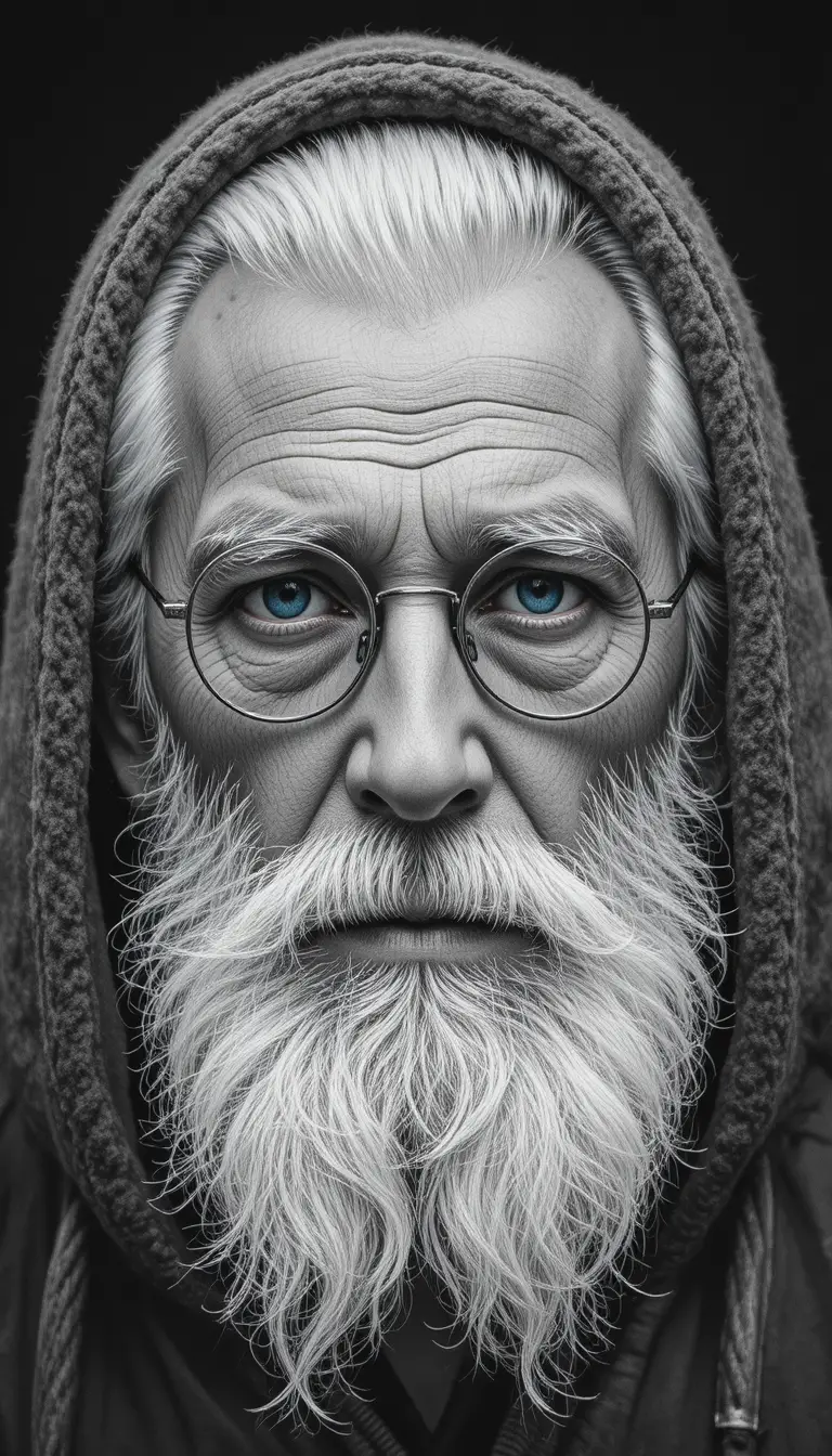 Close up portrait of an old man with white beard