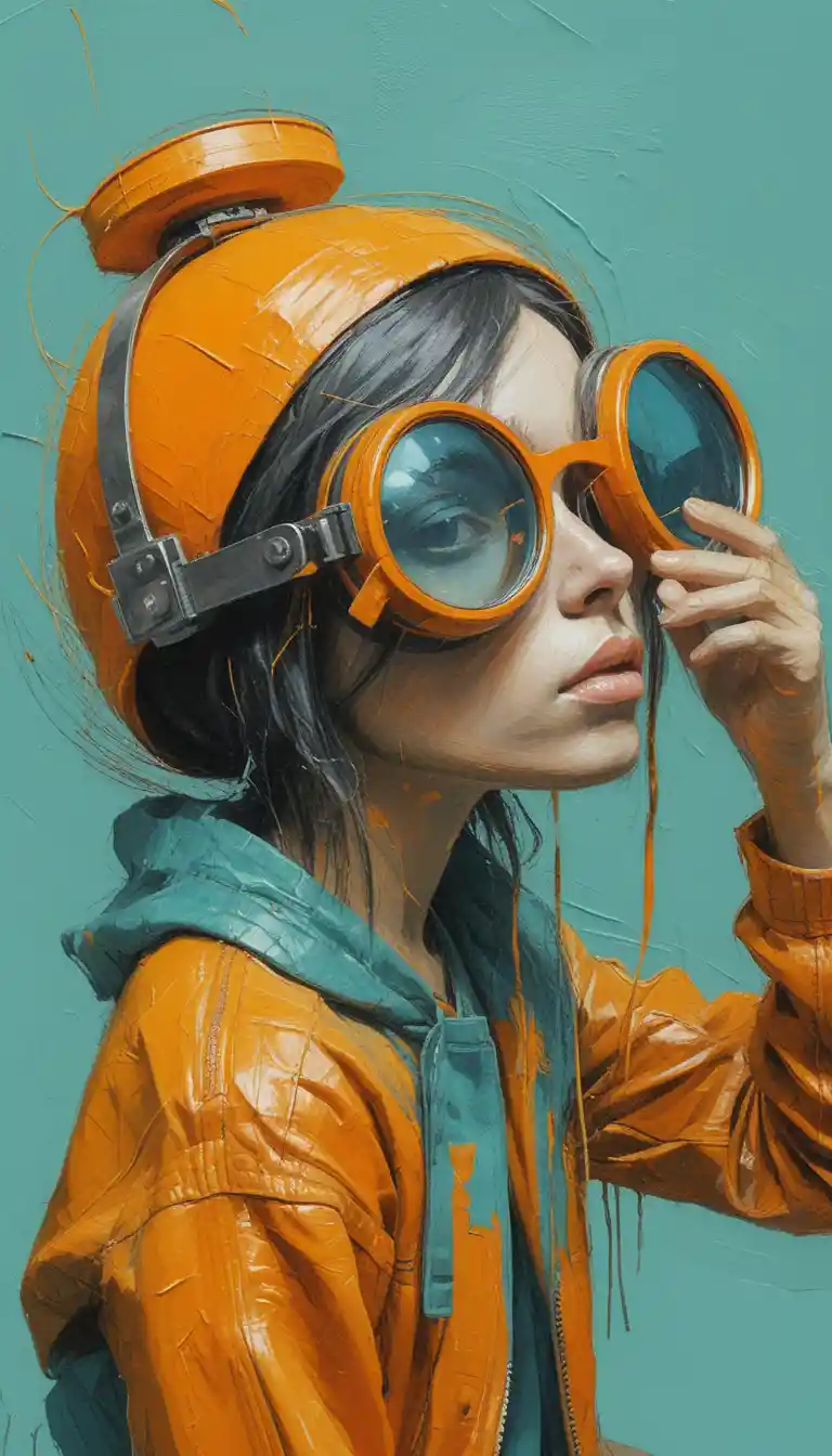Whimsical portrait of an eccentric figure in aviator gear