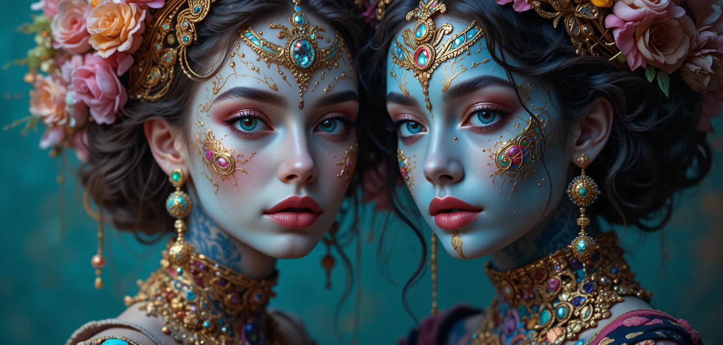 Colorful graphic portrait in a fantastical playful style