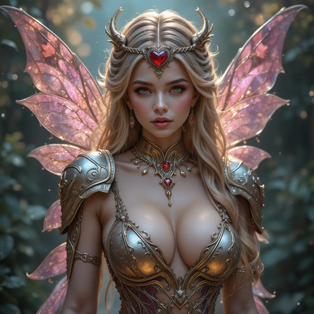 Pequena fada joia com armadura de fantasia reveladora