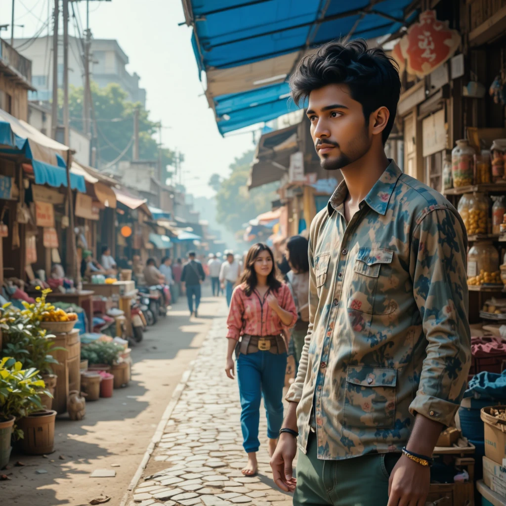 Monkey selling clothes in a busy new street market