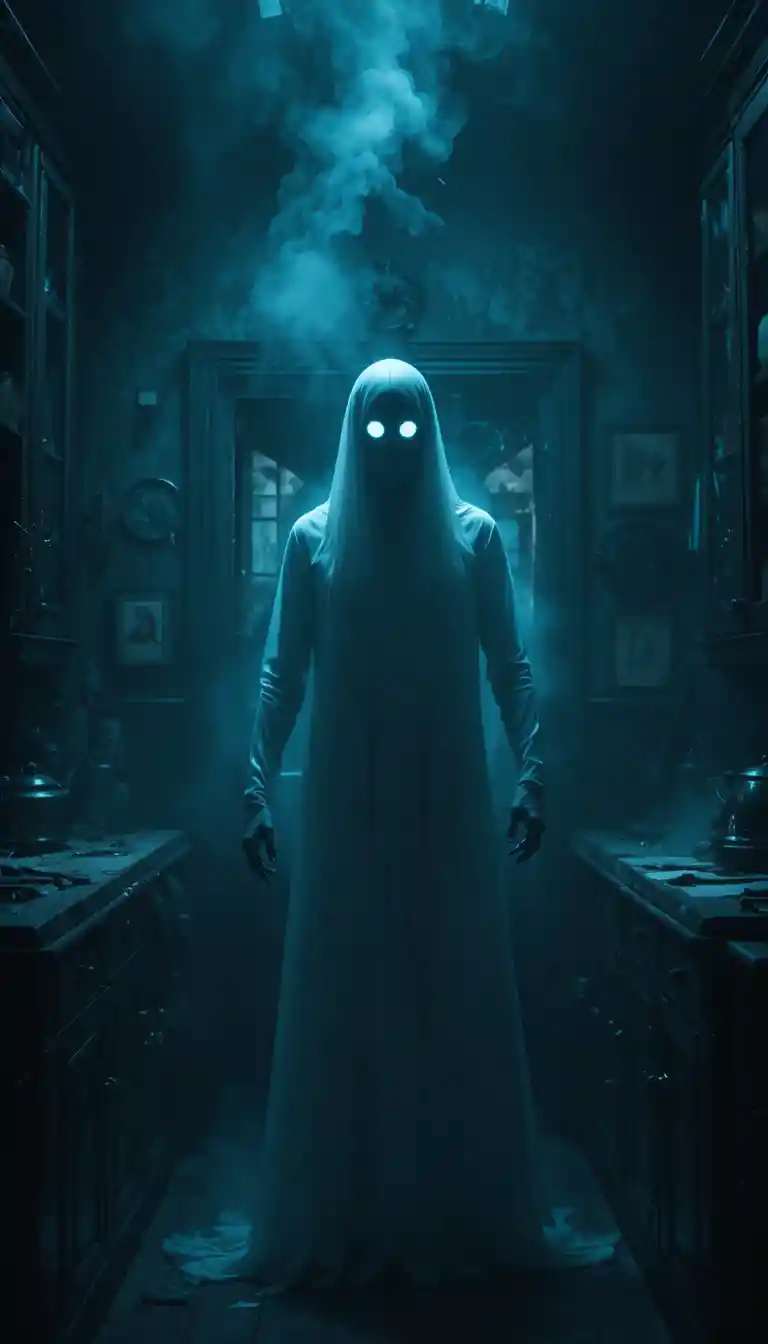 Terrifying Victorian Ghost In A Dark Cinematic Kitchen