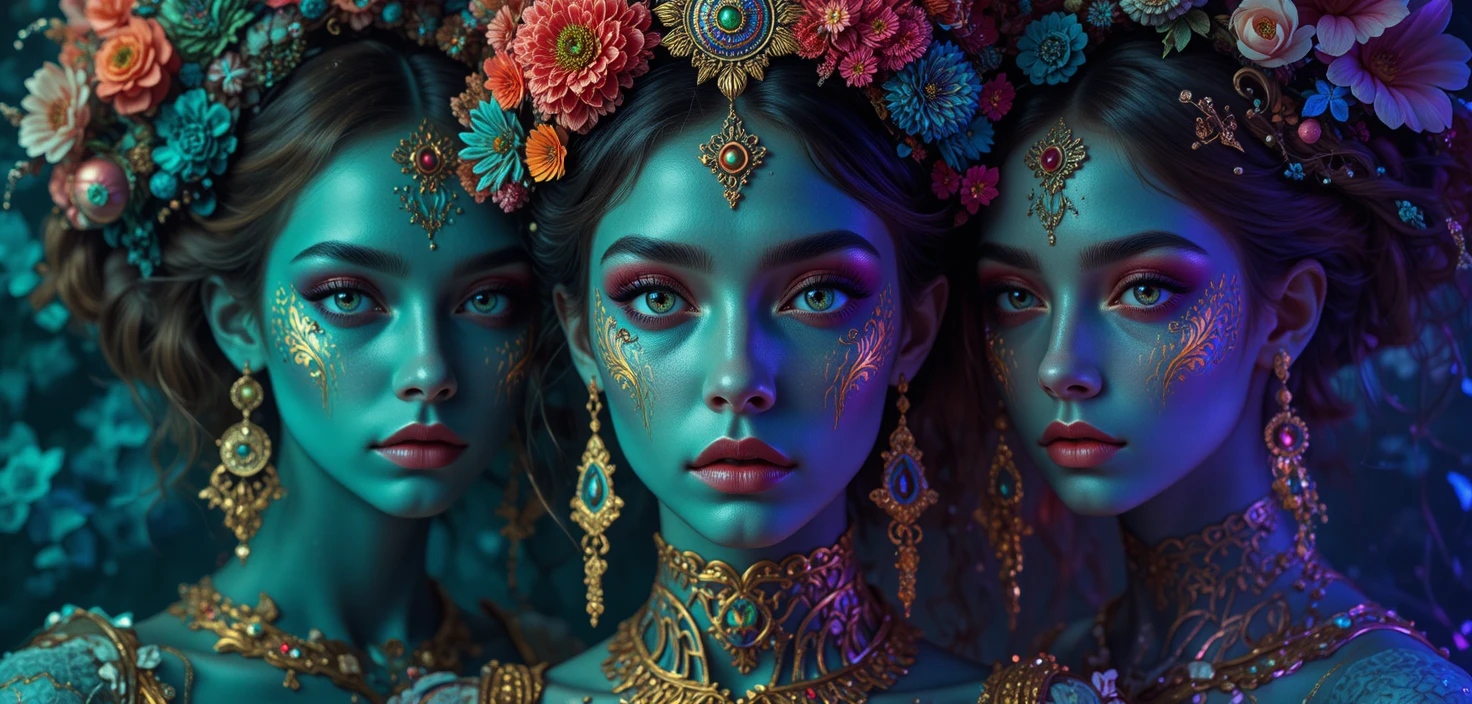 Colorful fantastical woman in a playful graphic illustration
