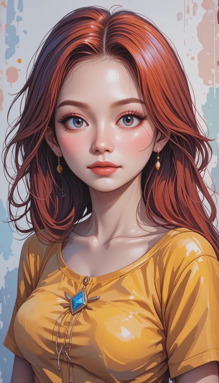 Pink haired anime girl in a yellow top portrait
