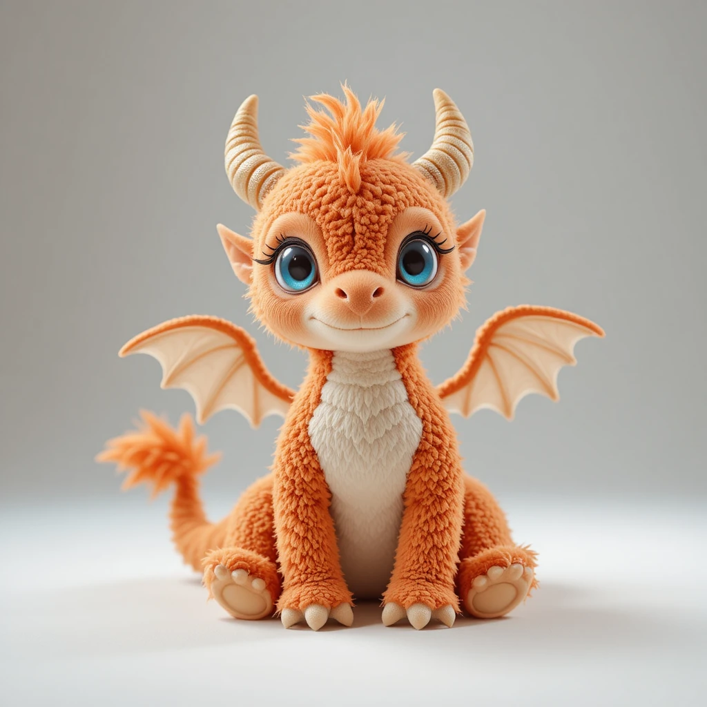 Cute fantasy dragon plush toy with tiny wings