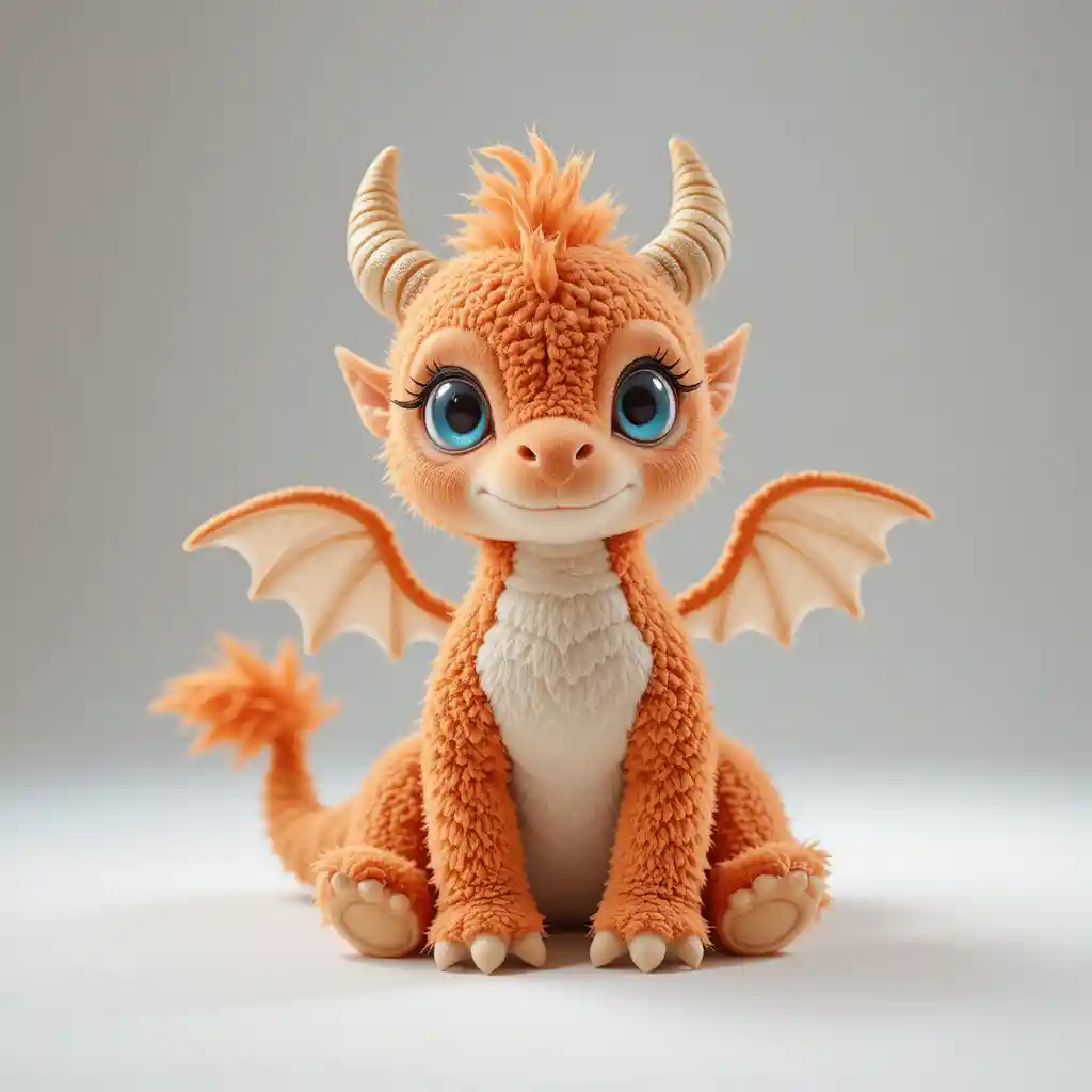 Cute fantasy dragon plush toy with tiny wings