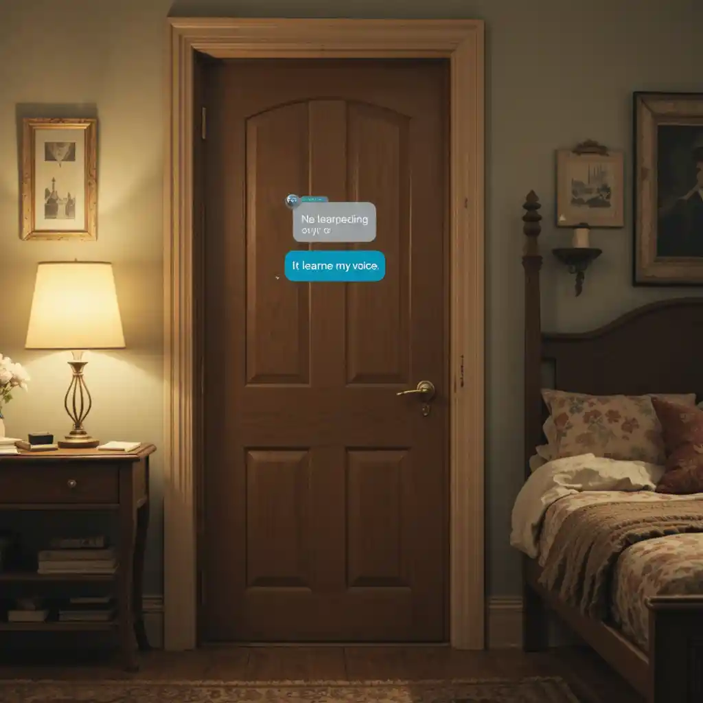 Nahaufnahme eines vibrierenden Smartphones in einem dunklen Schlafzimmer bei Nacht