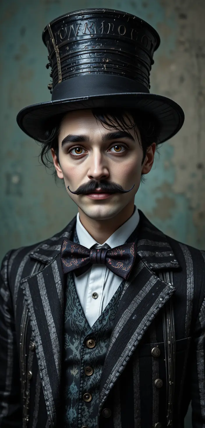 Hombre fantasioso con sombrero en estilo moderno de diseño gráfico