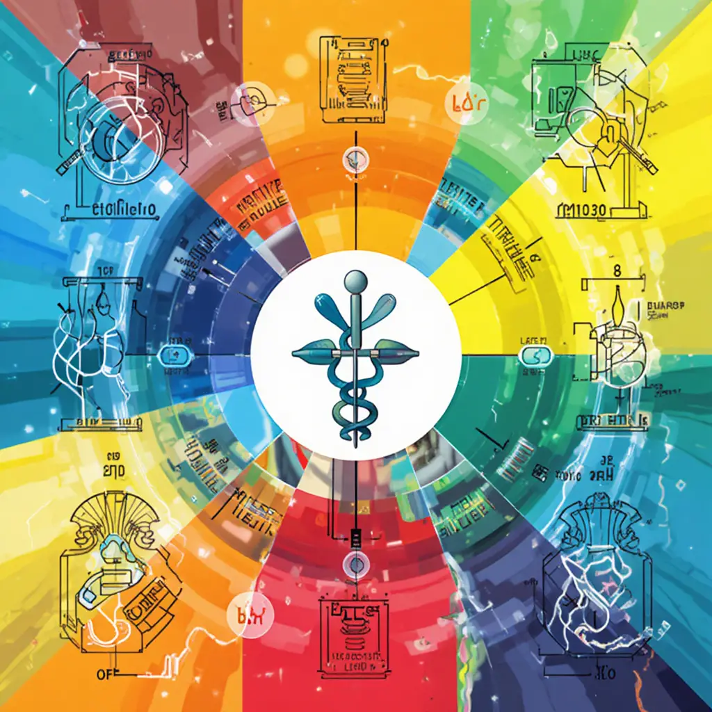 Medical pharmaceutical icon with precise technical diagram layout