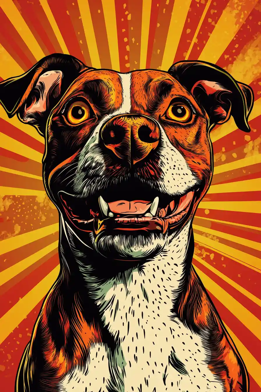 Playful fantasy dog with bold comic style expression