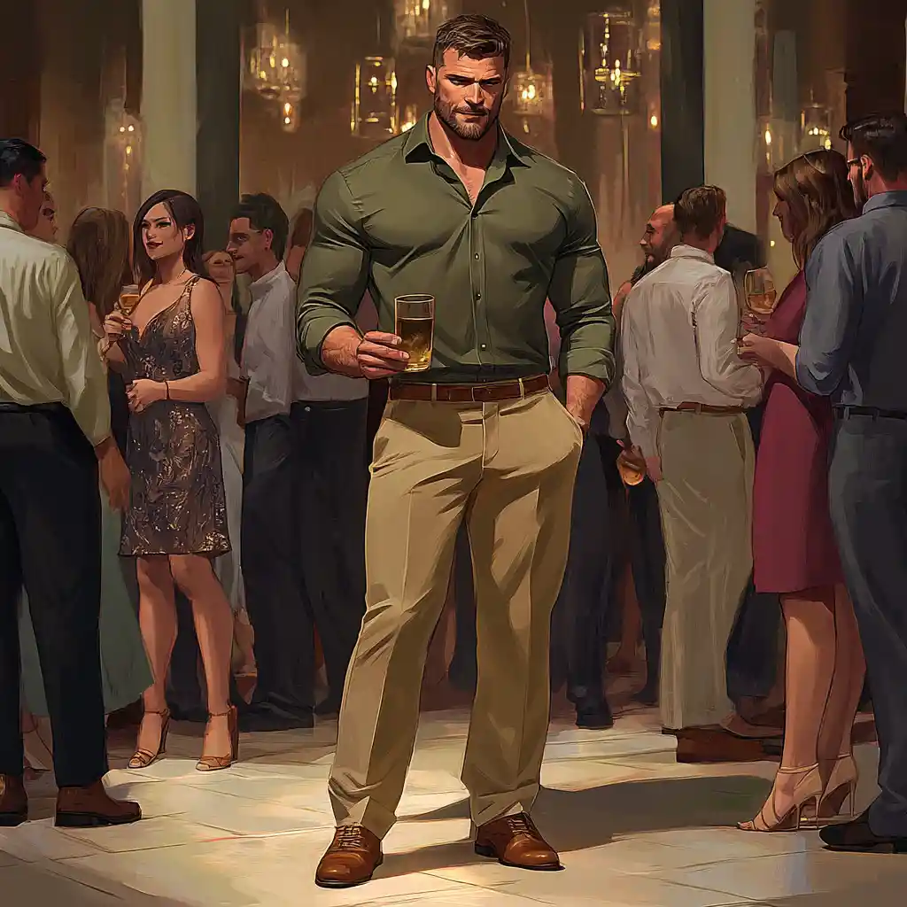 Tall muscular man at elegant new years party