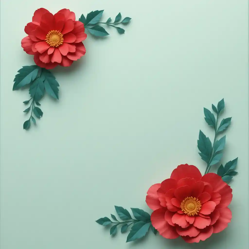 Minimal paper collage background with torn paper and pressed flower