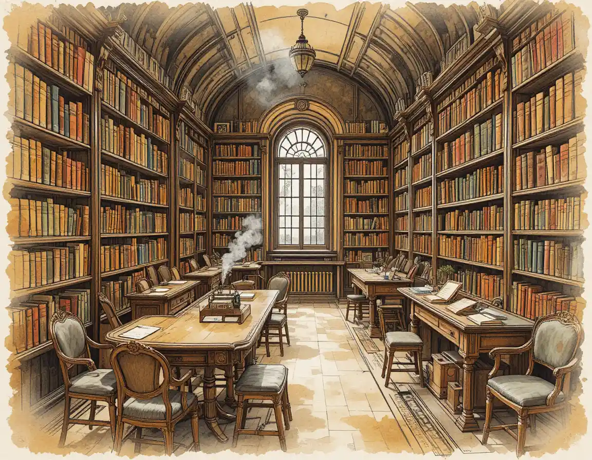 Vintage-Bibliotheksregale voller ledergebundener Bücher