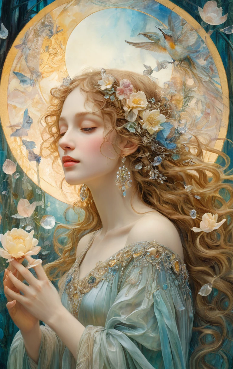 Romantic luminous painting of pure bliss and radiant beauty