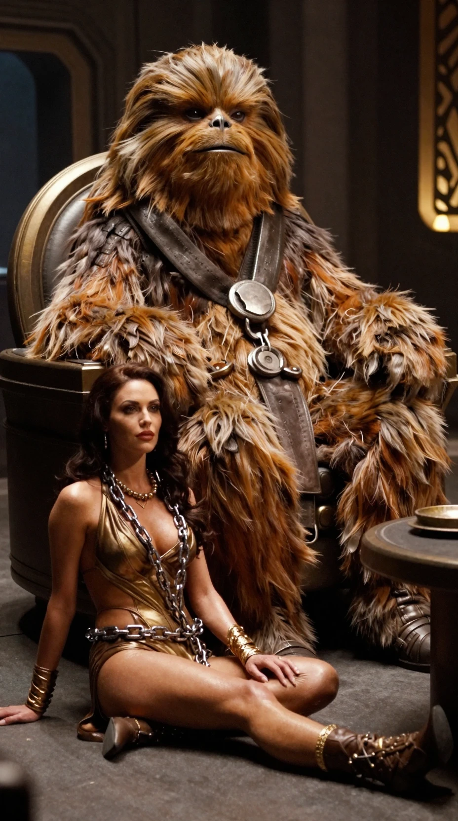Jabba The Hutt On His Throne With Enslaved Woman