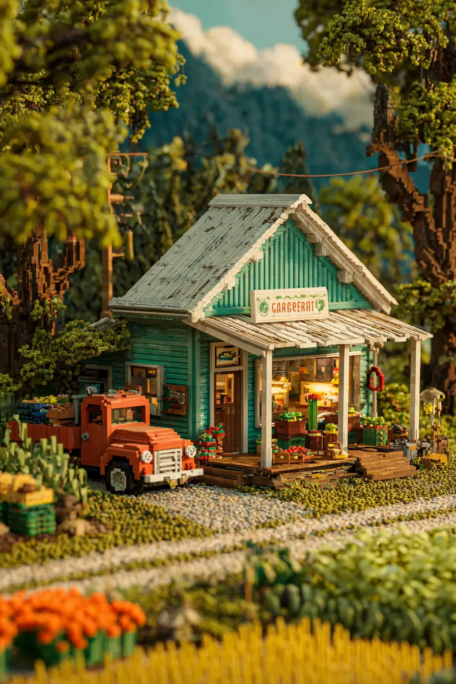 Countryside Grocery Store On Dirt Road At Sunset Glow