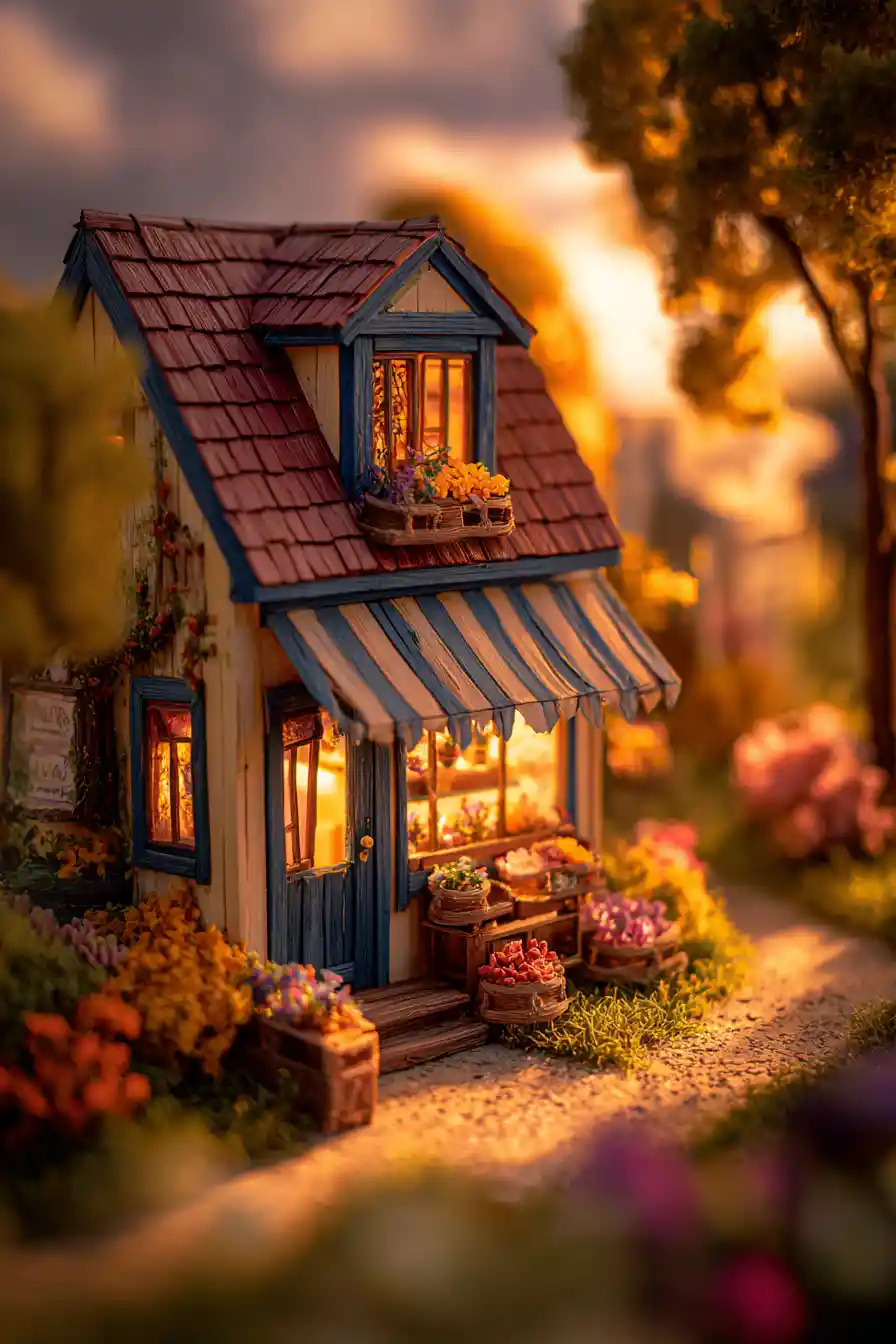 Small countryside grocer on a glowing sunset dirt road