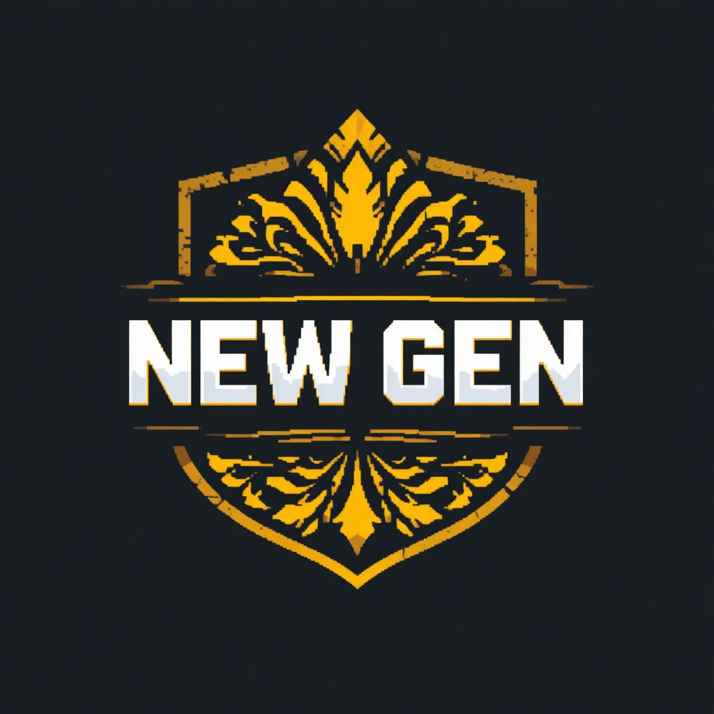 Logo de bouclier royal avec lettres NWG et texte New Gen