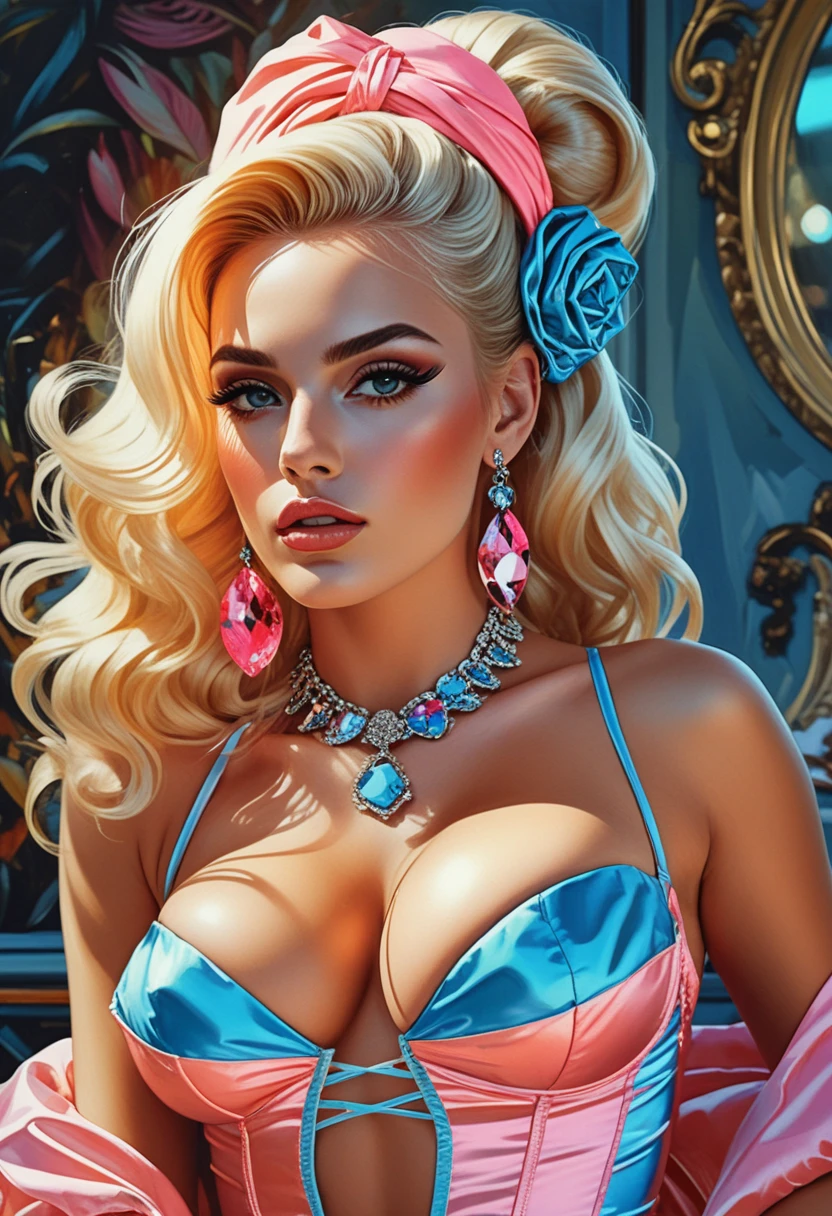 Pin-up dea al neon in sontuosa couture barocca