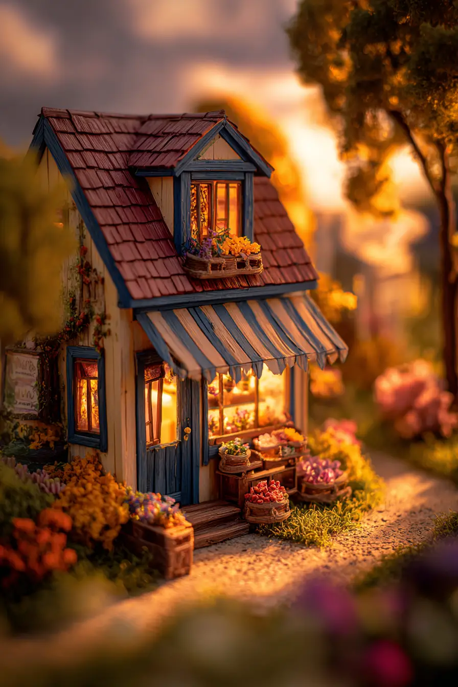 Small countryside grocer on a glowing sunset dirt road