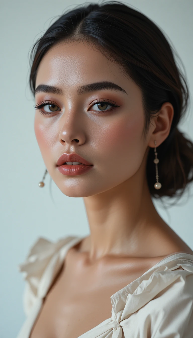 Porträt eines anspruchsvollen Fashion-Models im minimalistischen, cineastischen Stil