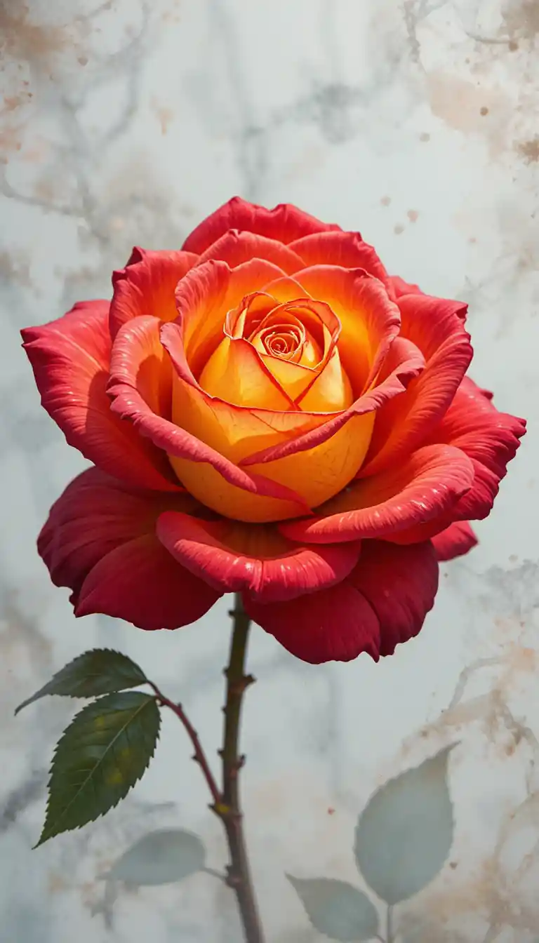 Red and yellow queen elizabeth rose in manga illustration