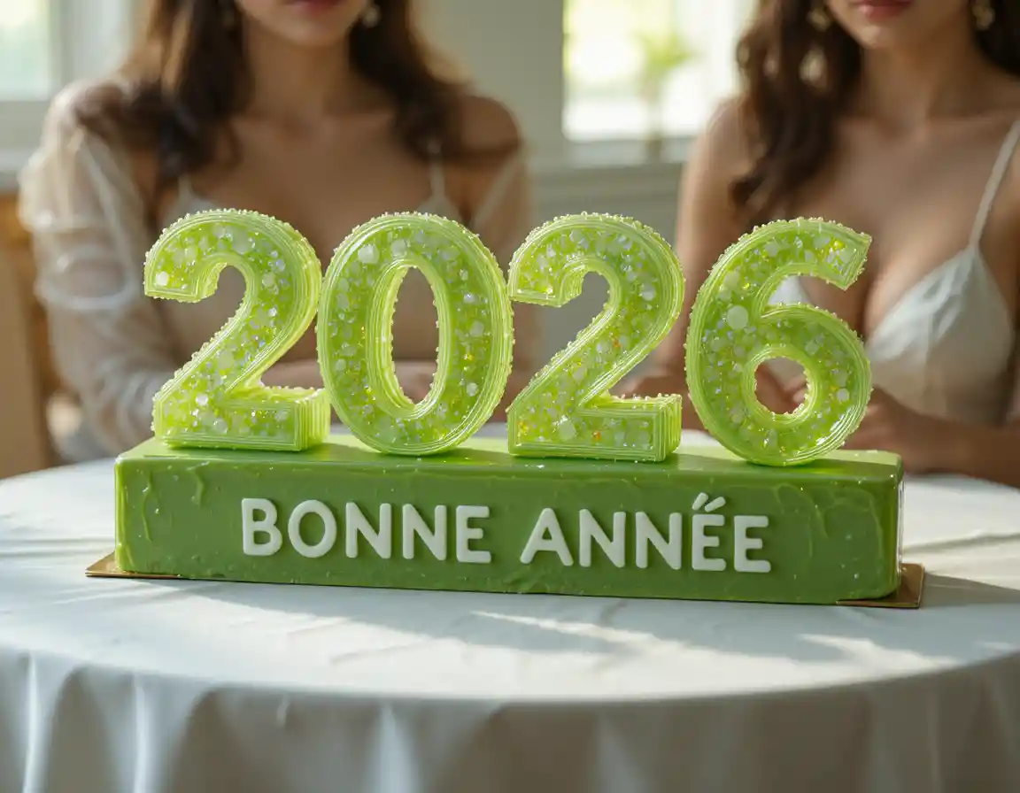 피스타치오 마지팬 베이스 위 반투명 설탕 2026 디저트