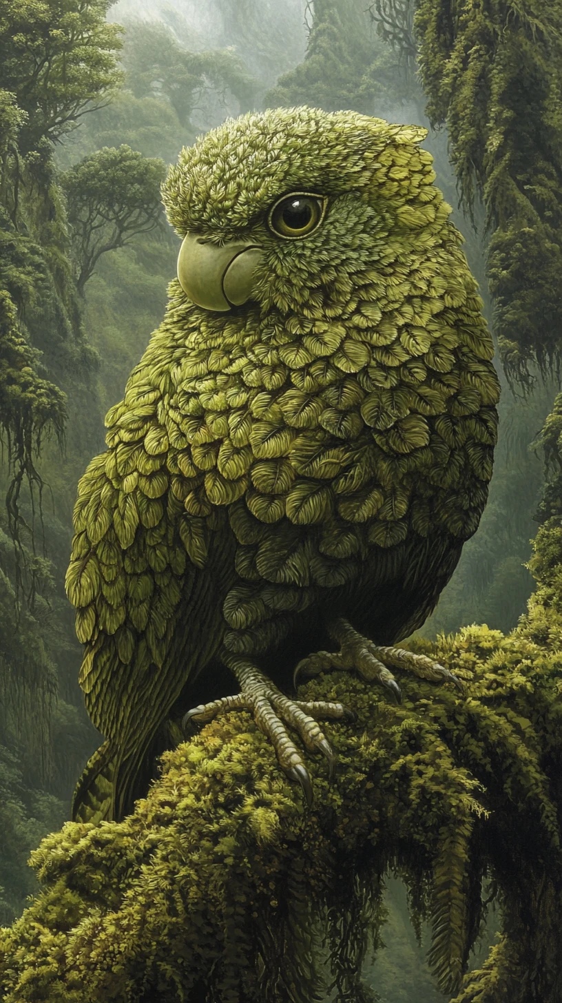 Illusion surréaliste d’un kakapo qui ressemble à autre chose