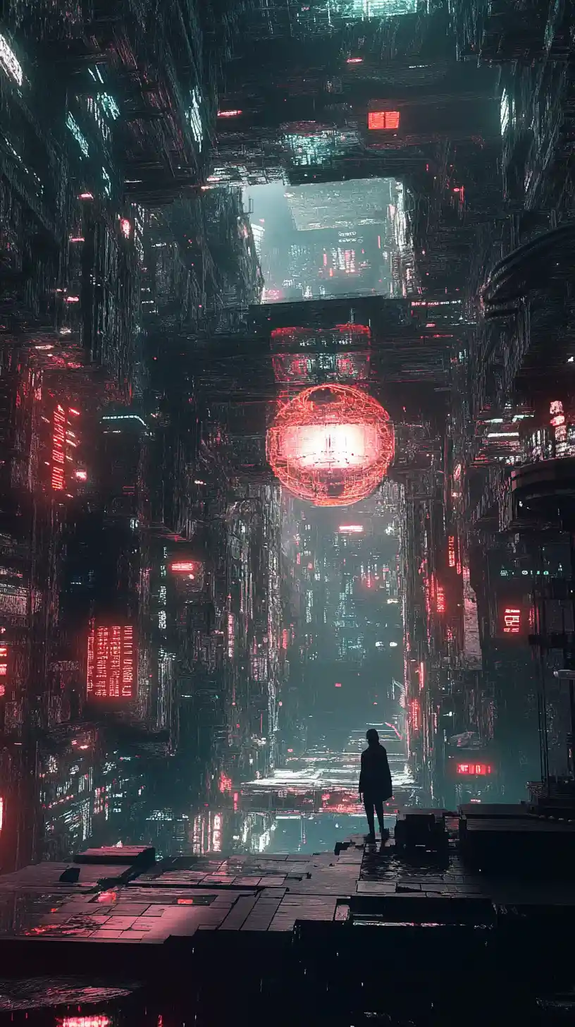 Surreal illusion in a magical cyberpunk dreamscape