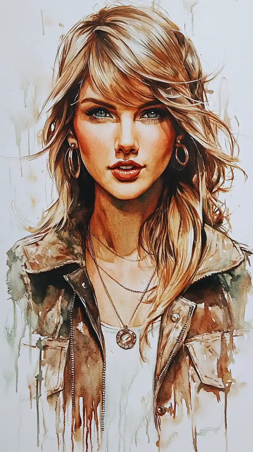 Watercolor portrait of a woman in parka and combat boots