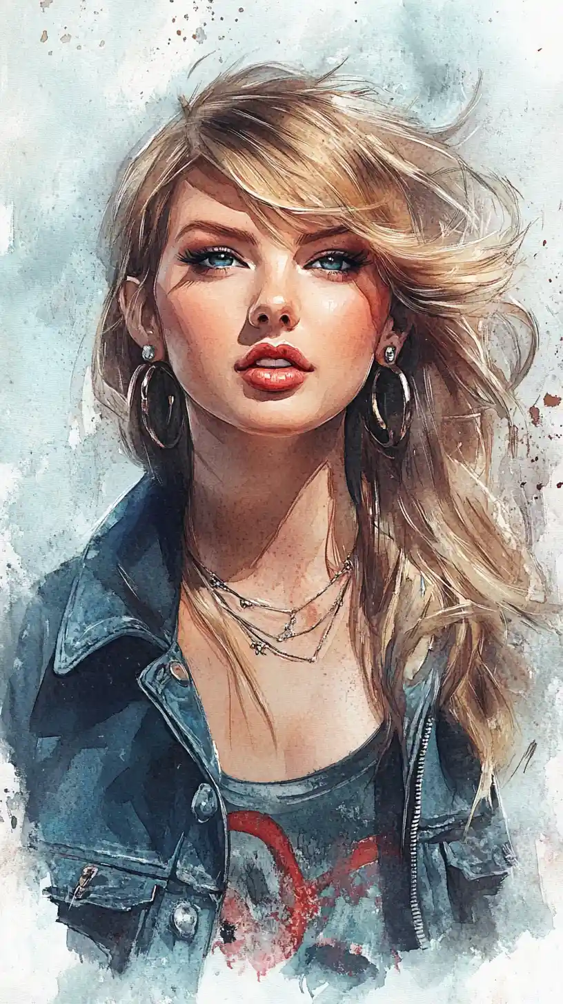 3D watercolor portrait of a woman in a parka and boots