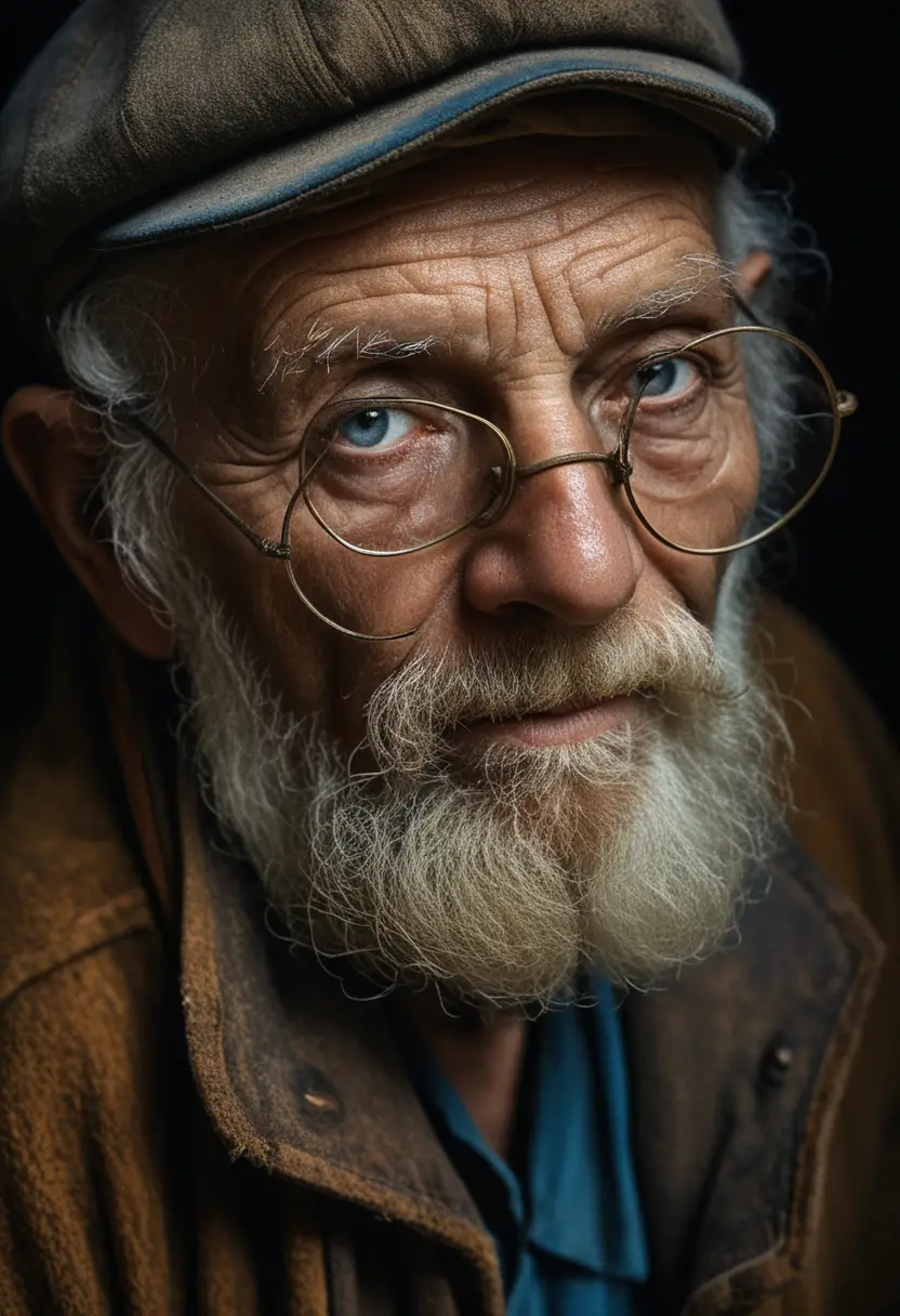 Close up portrait of elderly man with white beard