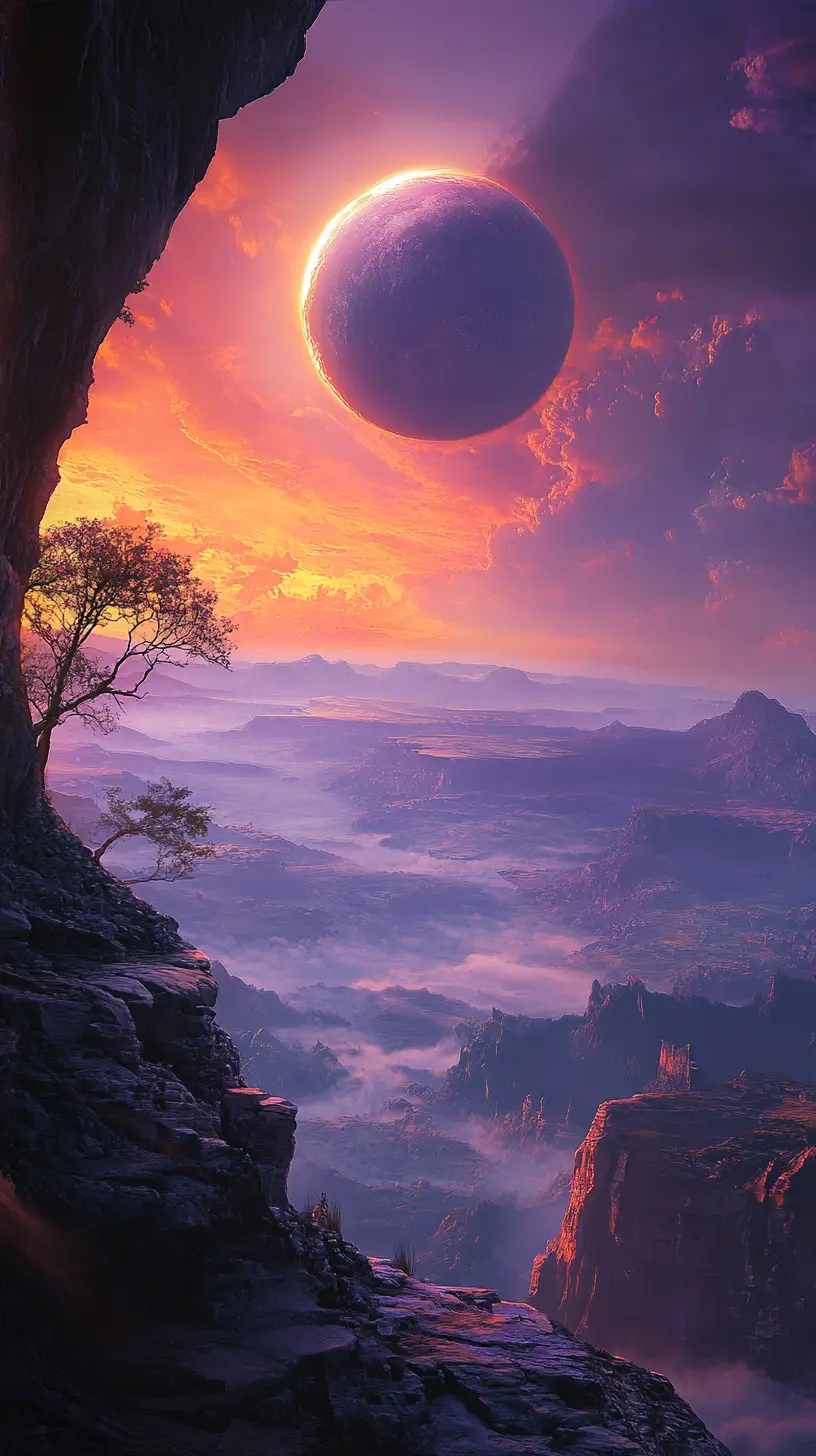 Desolate Fantasy Plateau Overlooking A Vast Misty Abyss
