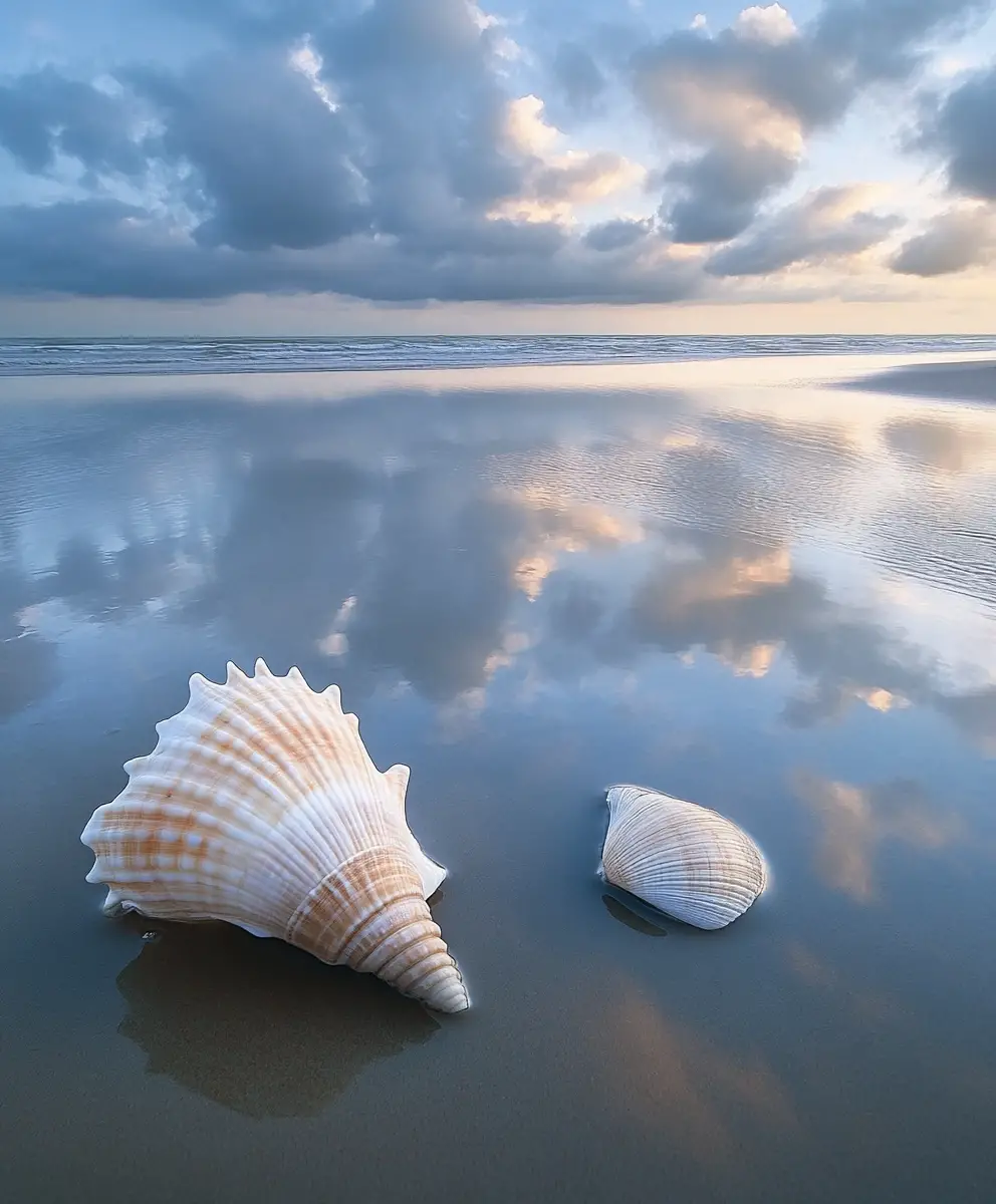 Surreal beach seascape where ocean and sky softly merge