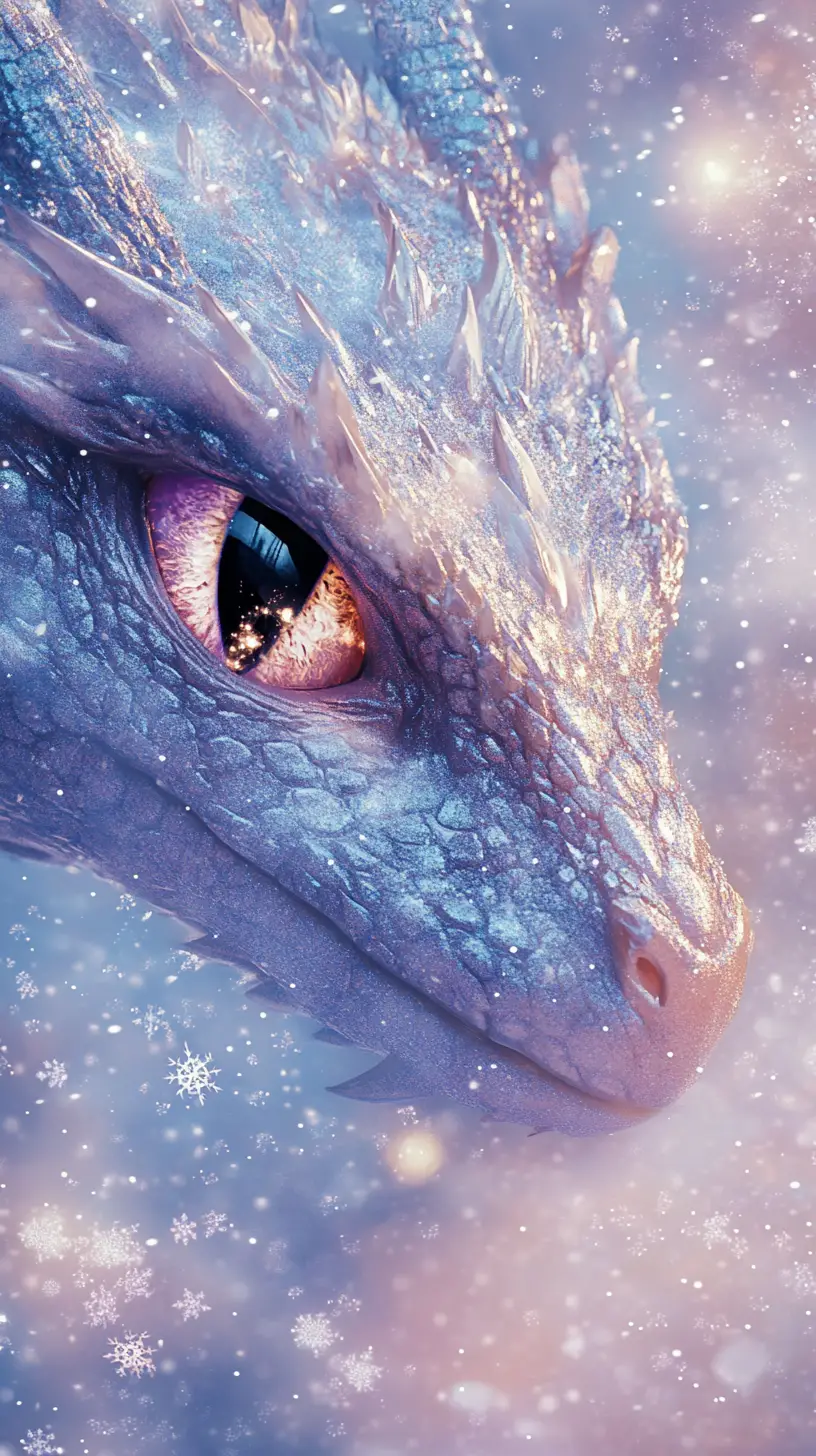Celestial dragon eye in a cosmic winter landscape