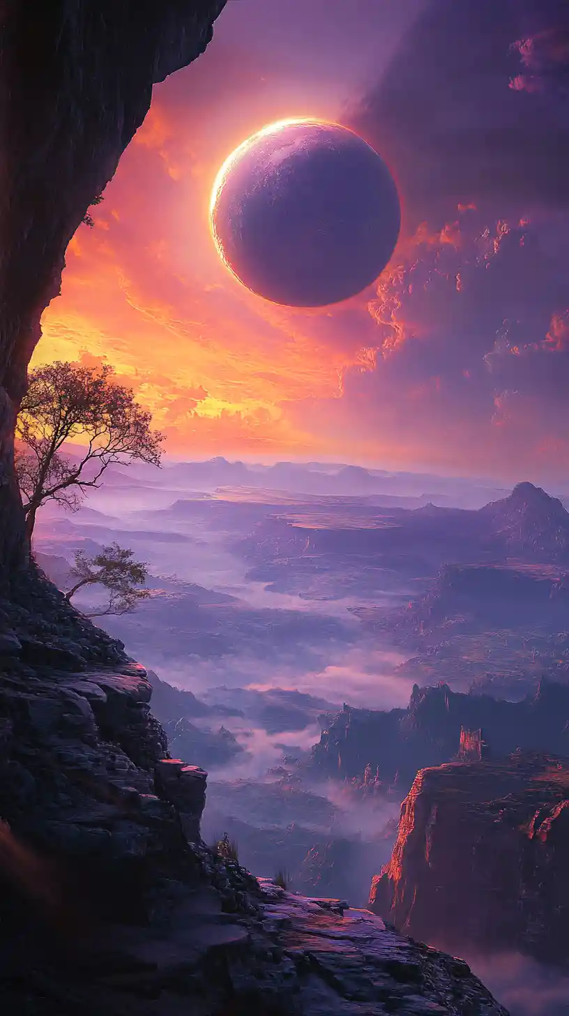Desolate Fantasy Plateau Overlooking A Vast Misty Abyss