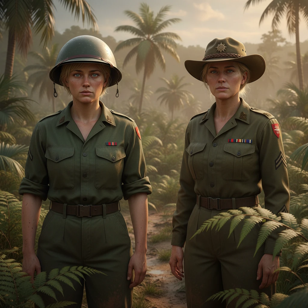 Australian mother soldier with daughter in Papua battlefield