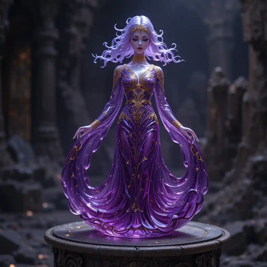 附金色雕像瓶蓋的魔幻奇幻香水瓶
