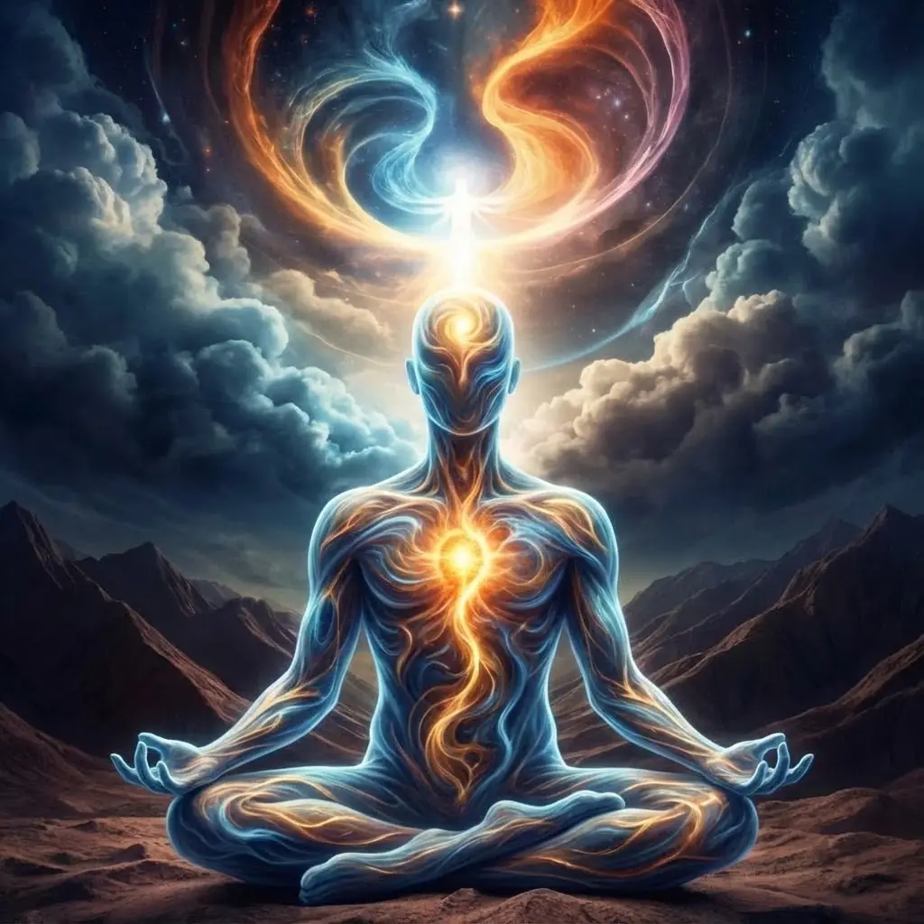 Figura spirituale astratta senza corpo umano dettagliato