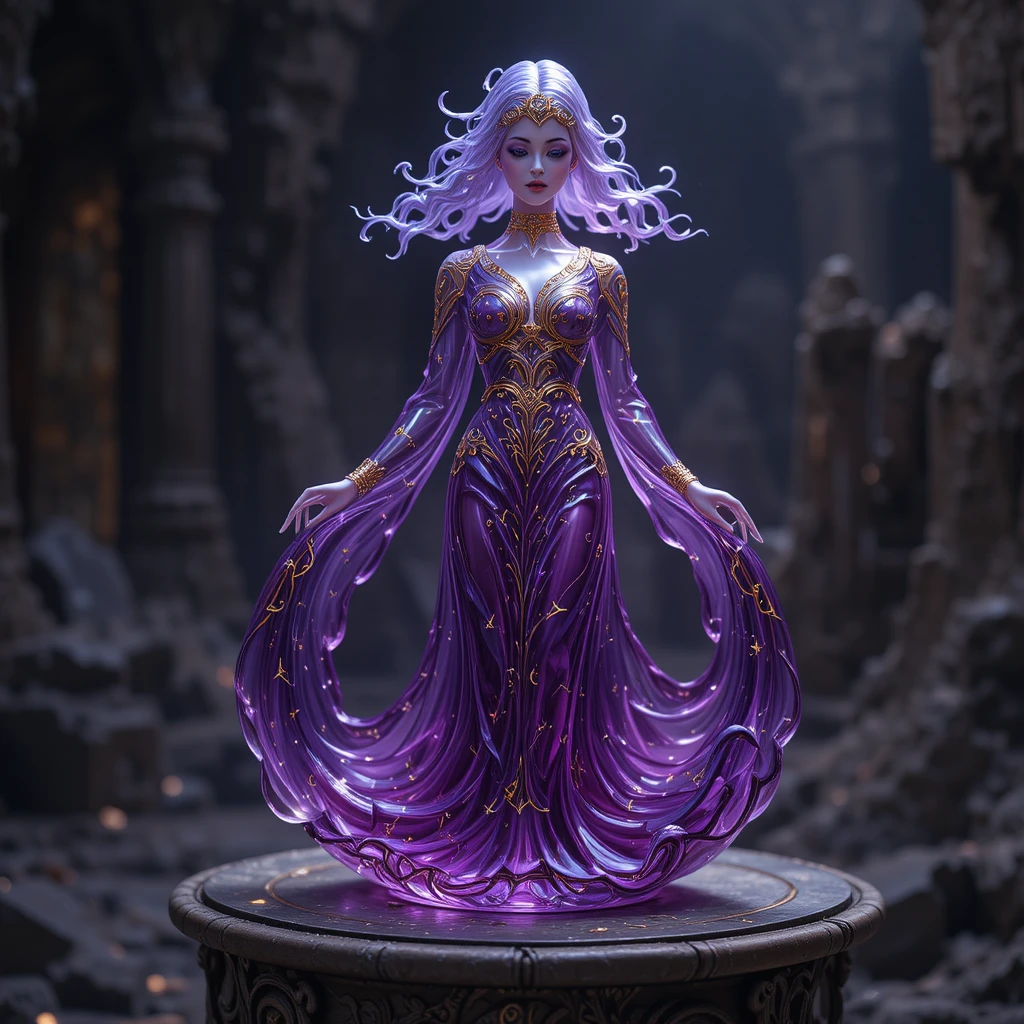 附金色雕像瓶蓋的魔幻奇幻香水瓶