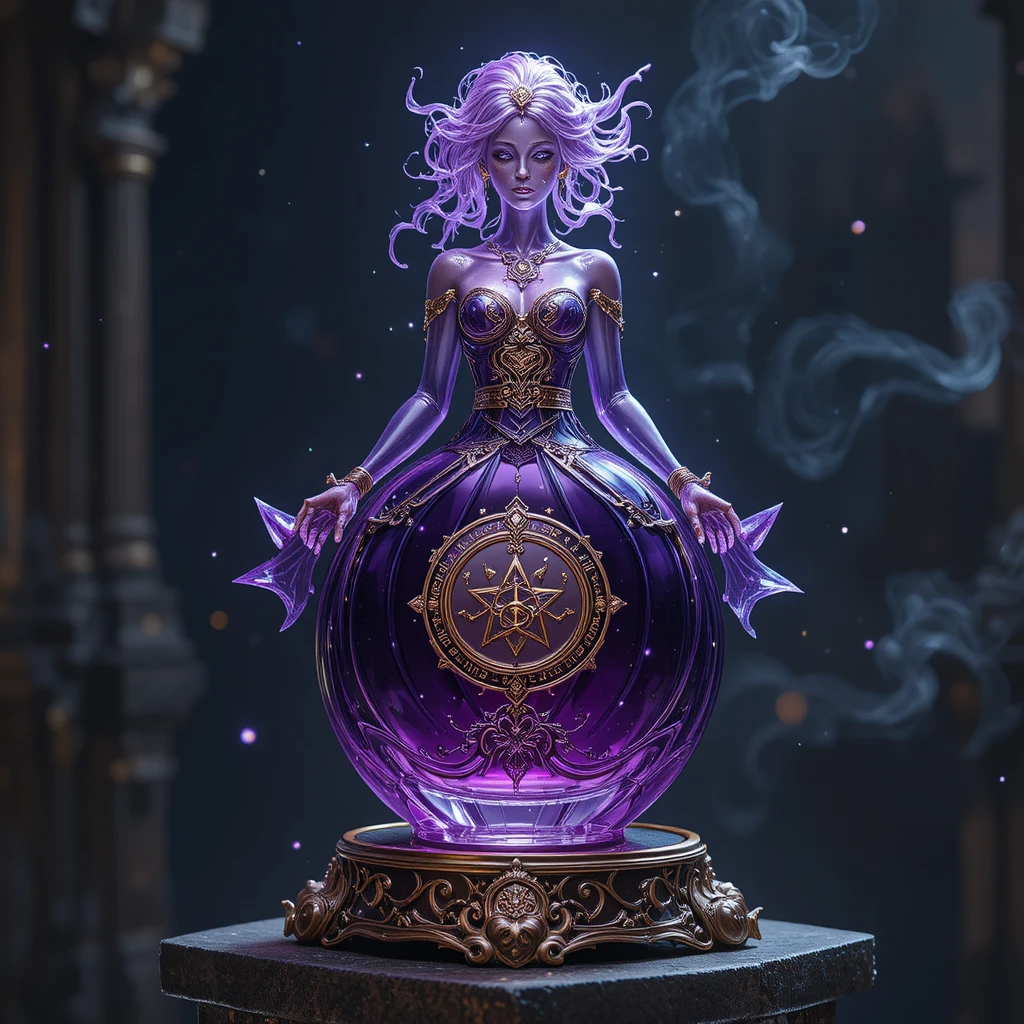 金色長袍雕像瓶蓋的魔幻奇幻香水瓶