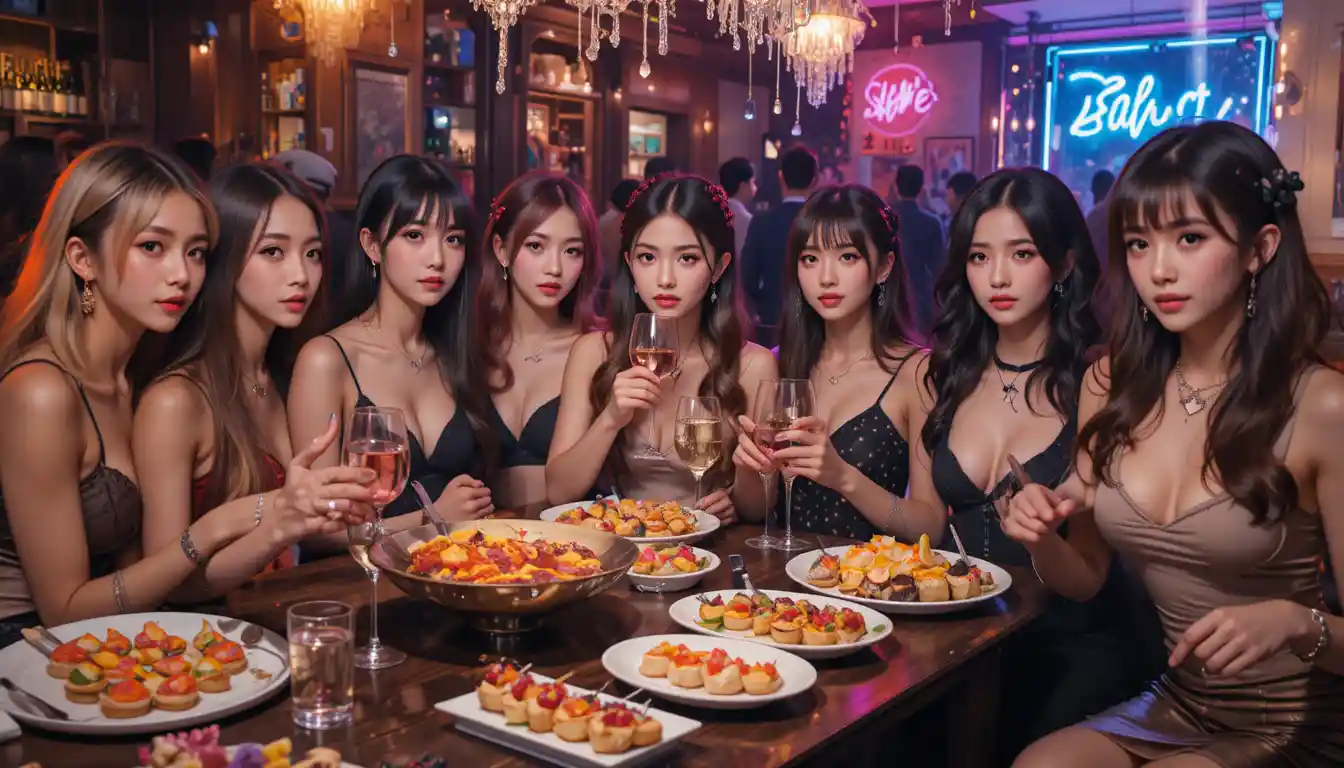 Von Harajuku inspirierte Jahresendparty mit einem stylischen jungen Mädchen
