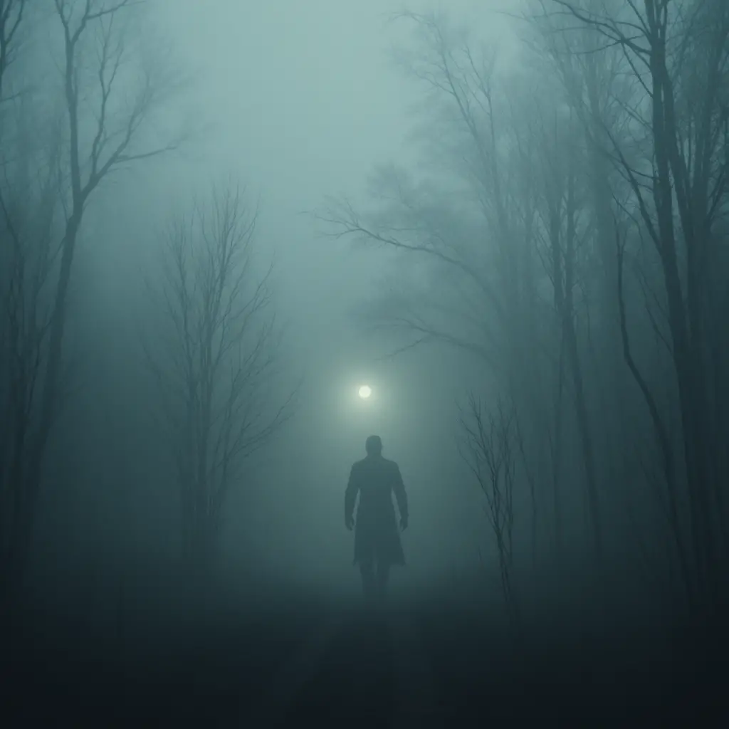 Slow drifting fog in an eerie cinematic horror atmosphere